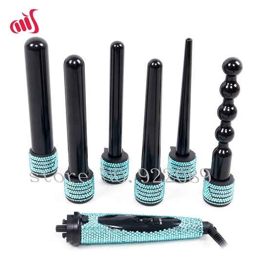 3 Piece Hair Styling Tool Set  Bling Flat iron interchangeable curling Irons and Dryer Trio Hair Care Tools Set